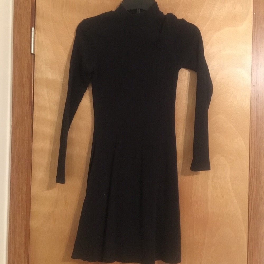 Mock neck ribbed dress